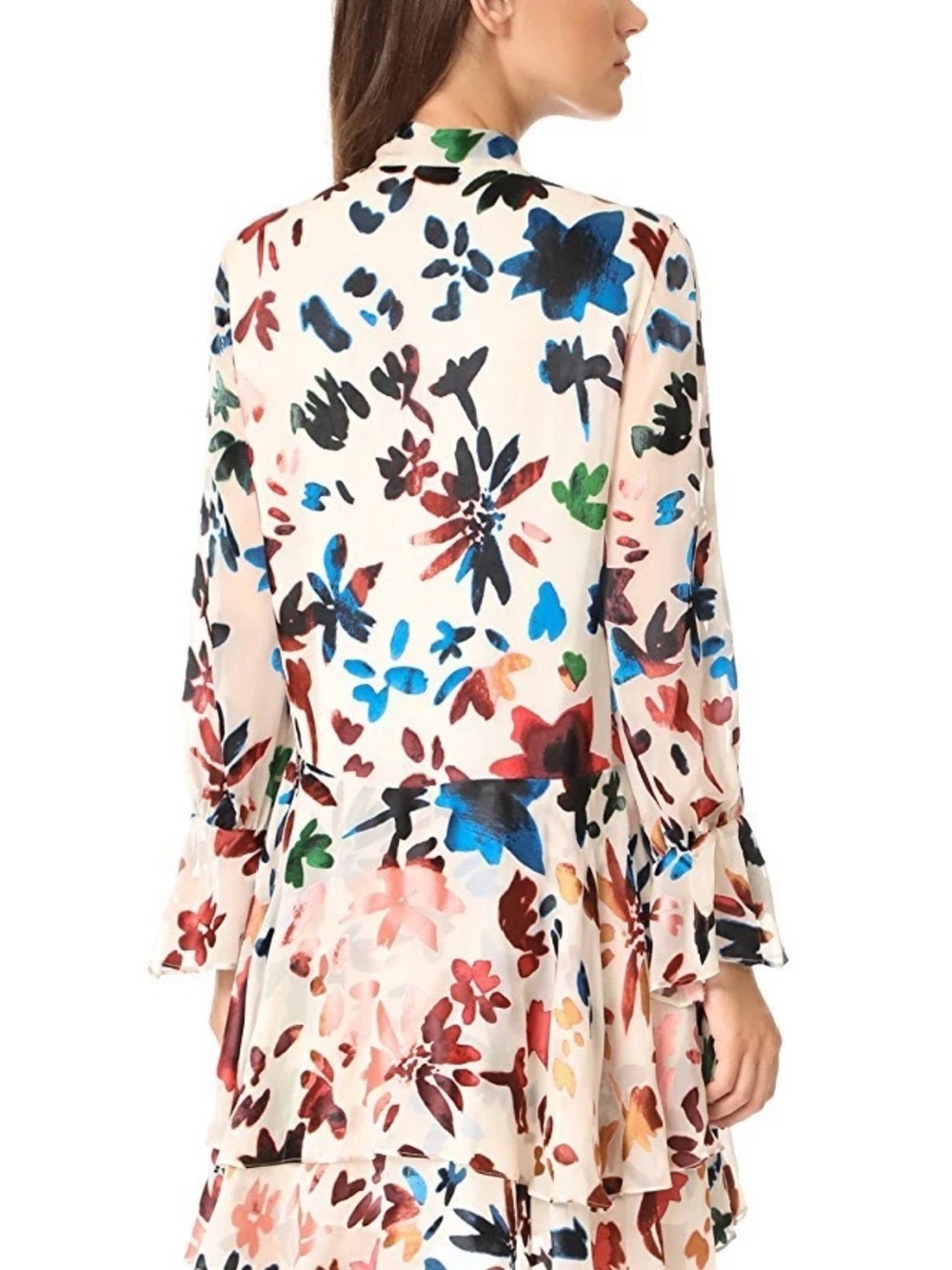 Alice + Olivia Moran Prisma floral burnout tiered silk dress. - Picture 3 of 12